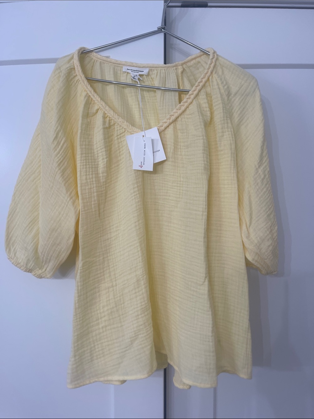 beachlunchlounge Light Yellow Braided V-Neck Tunic